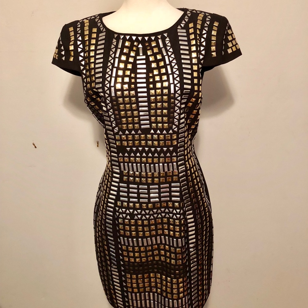 Holiday Studded Black and gold Dress